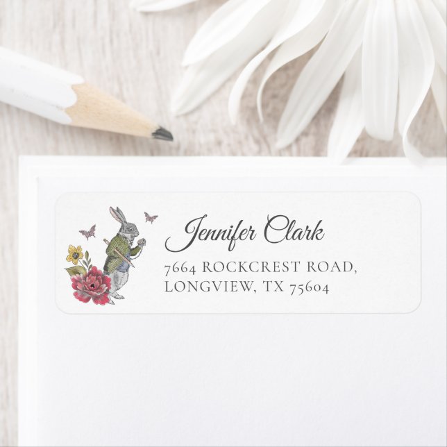 Vintage Alice in Wonderland Alice & Rabbit Floral  (Insitu)