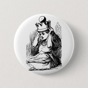 Vintage Alice in Wonderland, Alice w Queen's Crown 2 Inch Round Button