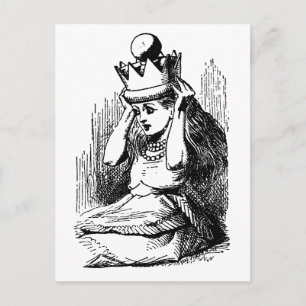 Vintage Alice in Wonderland, Alice w Queen's Crown Postcard