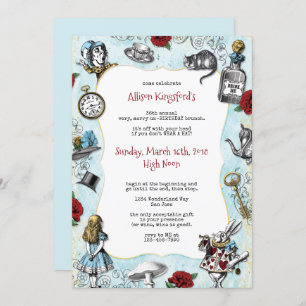 Vintage Alice in Wonderland Birthday Invitation