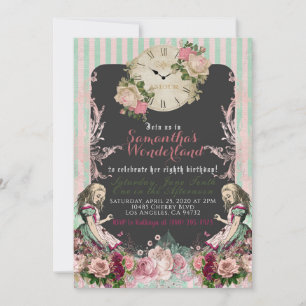 Vintage Alice in Wonderland Birthday Invitation