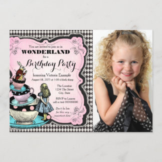 Vintage Alice in Wonderland Birthday Party Invitation