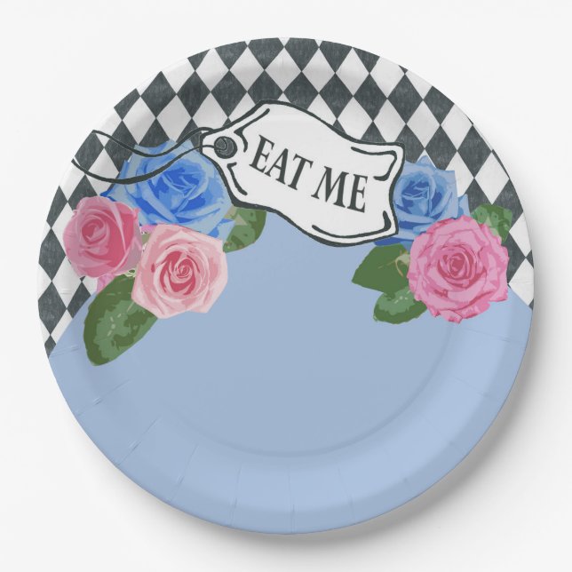 Vintage Alice in Wonderland Blue Party Plate (Front)