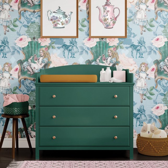 Vintage Alice In Wonderland Blue Roses Decoupage Wallpaper (Vintage Alice In Wonderland Blue Roses Decoupage Wallpaper
)