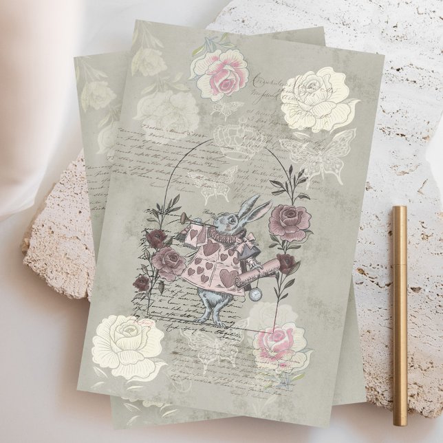 Vintage Alice In Wonderland Collage Decoupage Tissue Paper (Creator Uploaded)