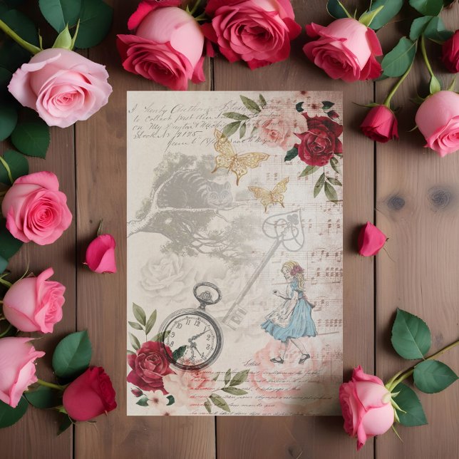 Vintage Alice In Wonderland Collage Decoupage Tissue Paper (Vintage Alice In Wonderland Collage Decoupage Tissue Paper)