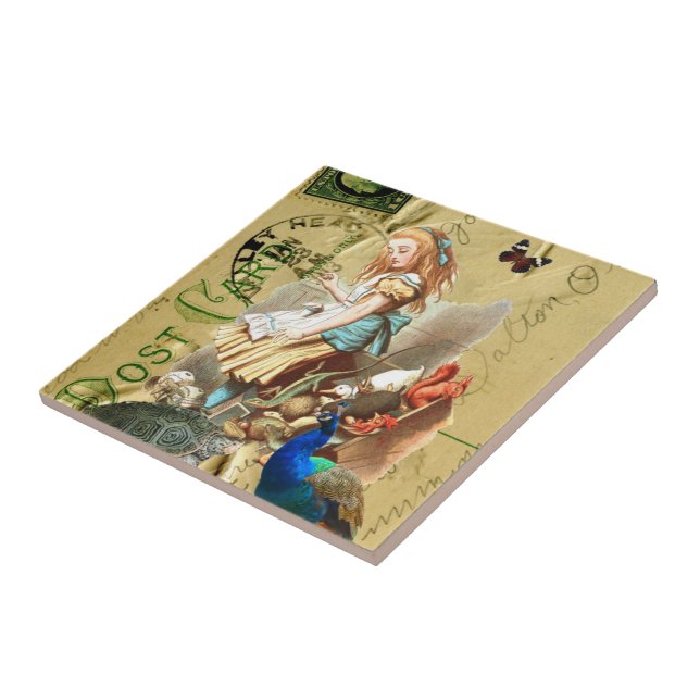 Vintage Alice in Wonderland collage Tile (Side)