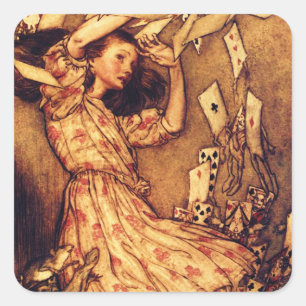 Vintage Alice in Wonderland Deck of Cards Square Sticker