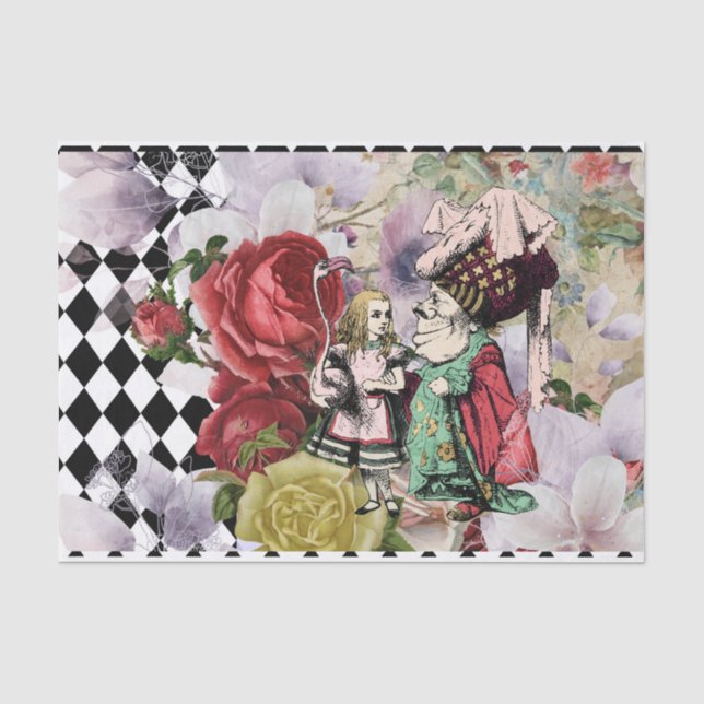 Vintage Alice in Wonderland Decoupage Queen Tissue Paper (Front)
