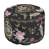 Vintage Alice In Wonderland Fairytale Decoupage Pouf (Angled Front)