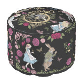 Vintage Alice In Wonderland Fairytale Decoupage Pouf (Angled Back)