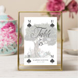 Vintage Alice in Wonderland Fairytale Playing Card<br><div class="desc">Beautifully designed vintage Alice in Wonderland-themed wedding table number signs. Perfect for an Alice in Wonderland-themed wedding. The design features our hand-drawn original Alice sitting under a tree with flowers and greenery growing around her. The table number is designed like a playing card with the spade symbol and customizable monograms...</div>