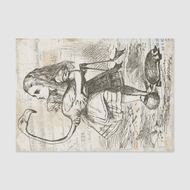 Vintage Alice in Wonderland Flamingo Decoupage  Tissue Paper (Front)