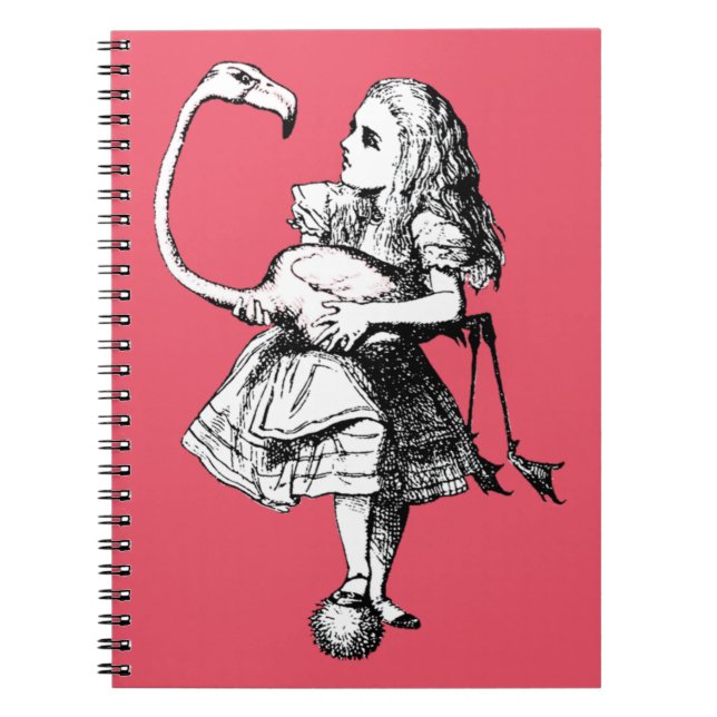 Vintage Alice in Wonderland Flamingo Notebook (Front)