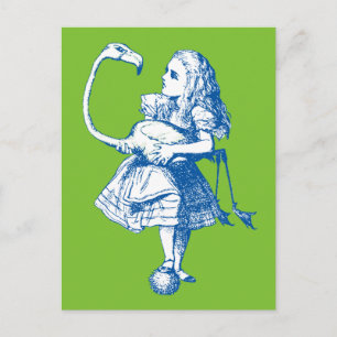 Vintage Alice in Wonderland Flamingo Postcard