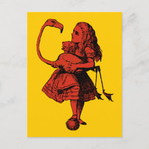 Vintage Alice in Wonderland Flamingo Postcard