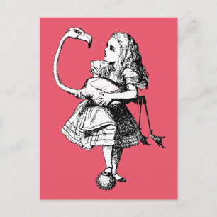 Vintage Alice in Wonderland Flamingo Postcard