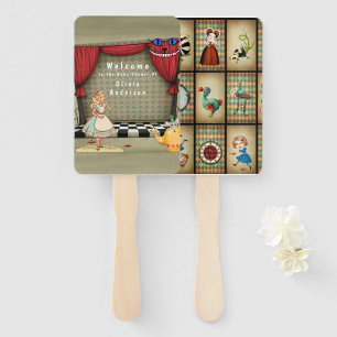Vintage Alice In Wonderland Girl Baby Shower Hand Fan