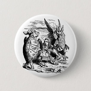 Vintage Alice in Wonderland, Gryphon, Mock Turtle 2 Inch Round Button