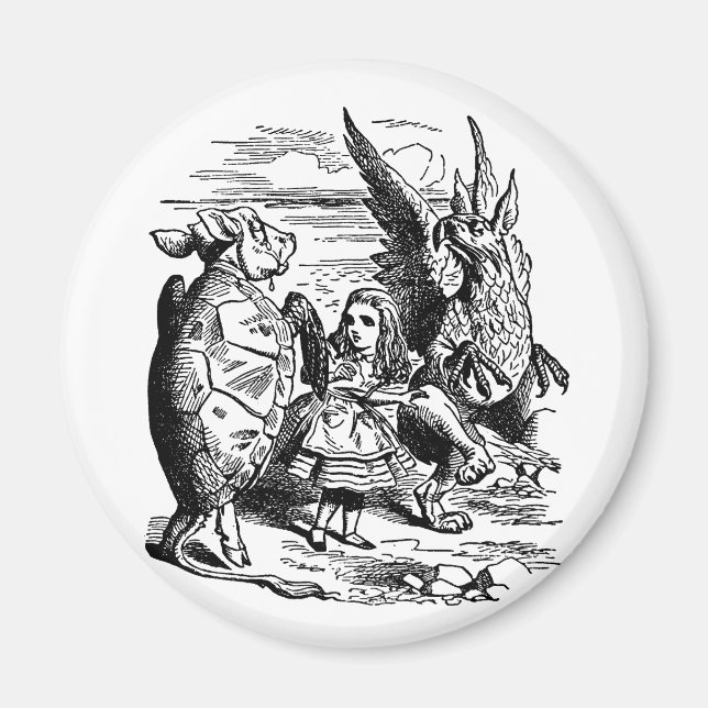 Vintage Alice in Wonderland, Gryphon, Mock Turtle Magnet (Front)