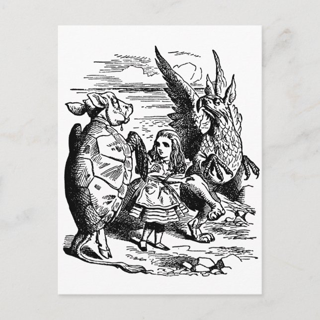 Vintage Alice in Wonderland, Gryphon, Mock Turtle Postcard (Front)