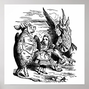 Vintage Alice in Wonderland, Gryphon, Mock Turtle Poster