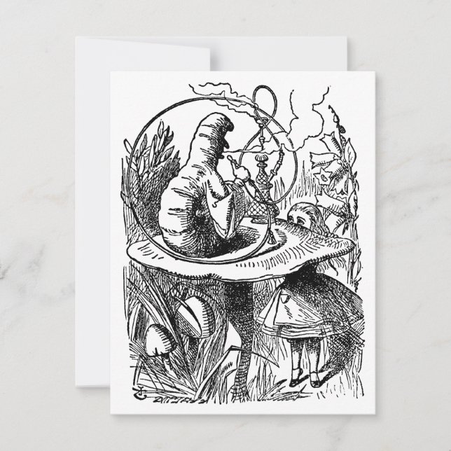 Vintage Alice in Wonderland Hookah Caterpillar Invitation (Front)