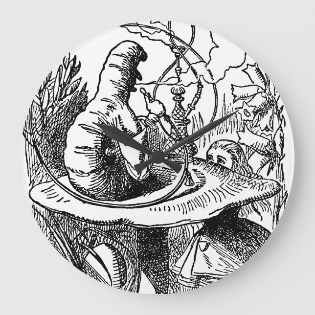 Vintage Alice in Wonderland Hookah Caterpillar Large Clock (Front)