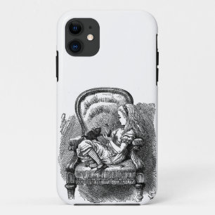 Vintage Alice in Wonderland in chair book drawing iPhone 11 Case