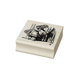 Vintage Alice in Wonderland looking for the door Rubber Stamp