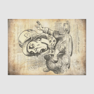 Vintage Alice in Wonderland Mad Hatter Decoupage  Tissue Paper
