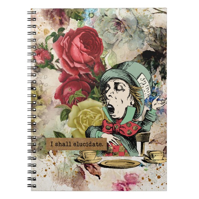 Vintage Alice in Wonderland Mad Hatter Notebook (Front)
