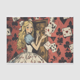 Vintage Alice in Wonderland Playing Card Decoupage Tissue Paper