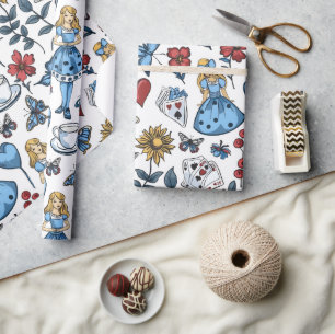 Vintage Alice in Wonderland Playing Card Decoupage Wrapping Paper
