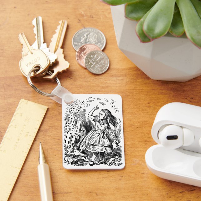 Vintage Alice in Wonderland, Playing Cards Flying Keychain (Desk)