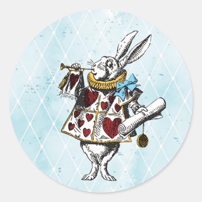 Vintage Alice in Wonderland Rabbit Classic Round Sticker (Front)