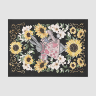 Vintage Alice in Wonderland Rabbit & Sunflowers Tissue Paper