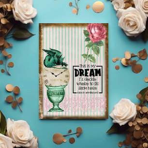 Vintage Alice in Wonderland Rose Gryphon Quote Card