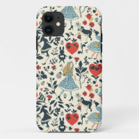 Vintage Alice in Wonderland Seamless Pattern 