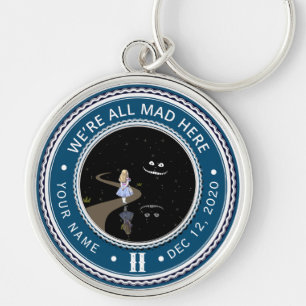 Vintage Alice in Wonderland Sobriety Medallion     Keychain