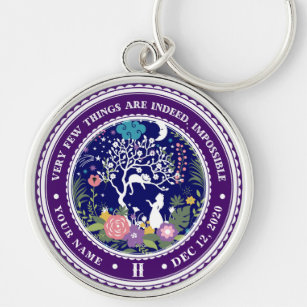 Vintage Alice in Wonderland Sobriety Medallion     Keychain