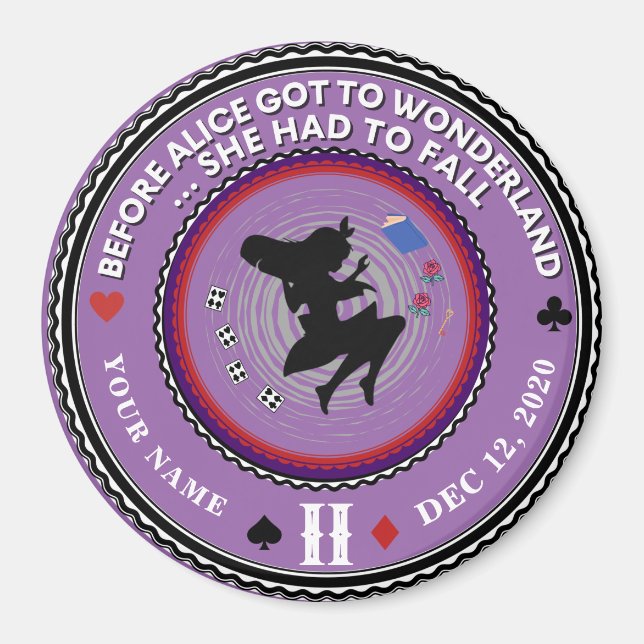 Vintage Alice in Wonderland Sobriety Medallion     Magnet (Front)