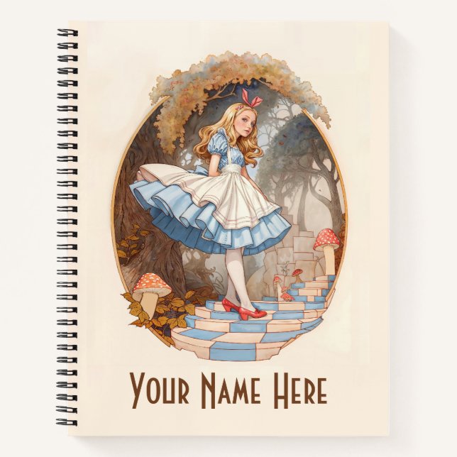 Vintage Alice in Wonderland Spiral Notebook (Front)