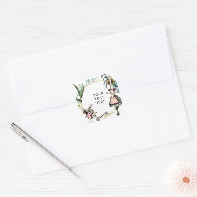 Vintage Alice in Wonderland Square Sticker (Envelope)
