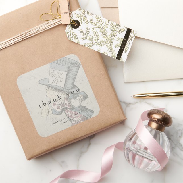 Vintage Alice In Wonderland Square Sticker (Gifting)