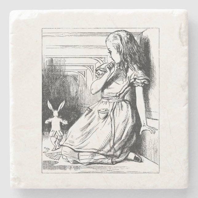 Vintage Alice in Wonderland Stone Coaster (Front)