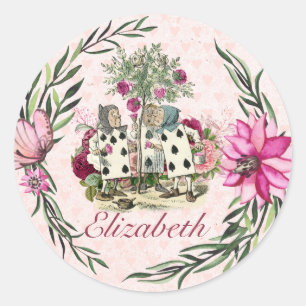 Vintage Alice In Wonderland Tea Party BABY SHOWER Classic Round Sticker