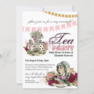 Vintage Alice in Wonderland Tea Party Custom Party Invitation