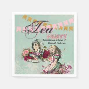 Vintage Alice in Wonderland Tea Party Custom Party Napkin