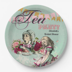 Vintage Alice in Wonderland Tea Party Custom Party Paper Plate
